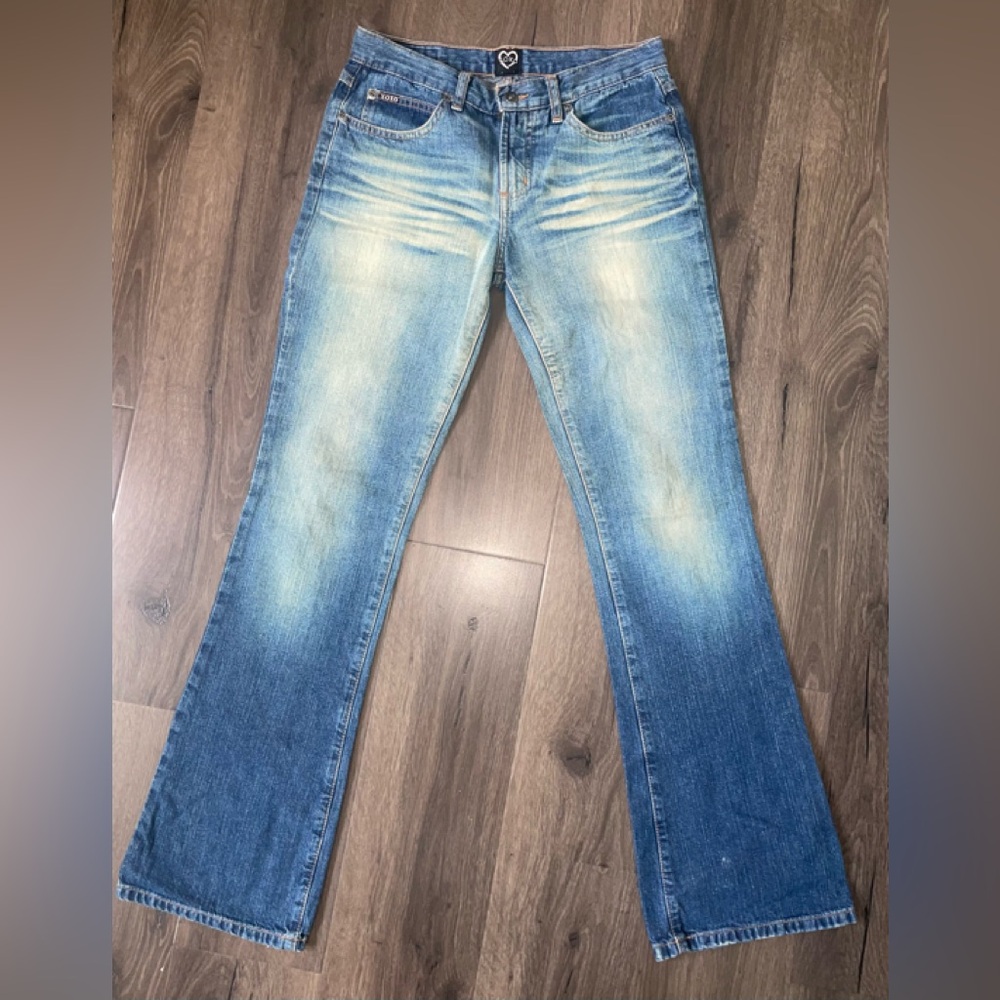 XOXO WHISKERS WOMENS FLARE JEANS/DENIM SIZE 5/6 COTTON POCKETS BELT LOOPS ZIPPER